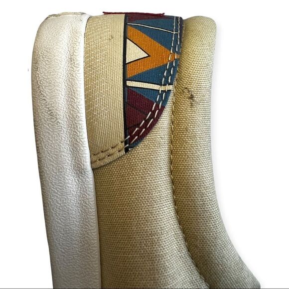 Bucket Feet Art Sneakers  Cream with Southwest Pattern Blue Mustard Size 8 - Picture 5 of 7